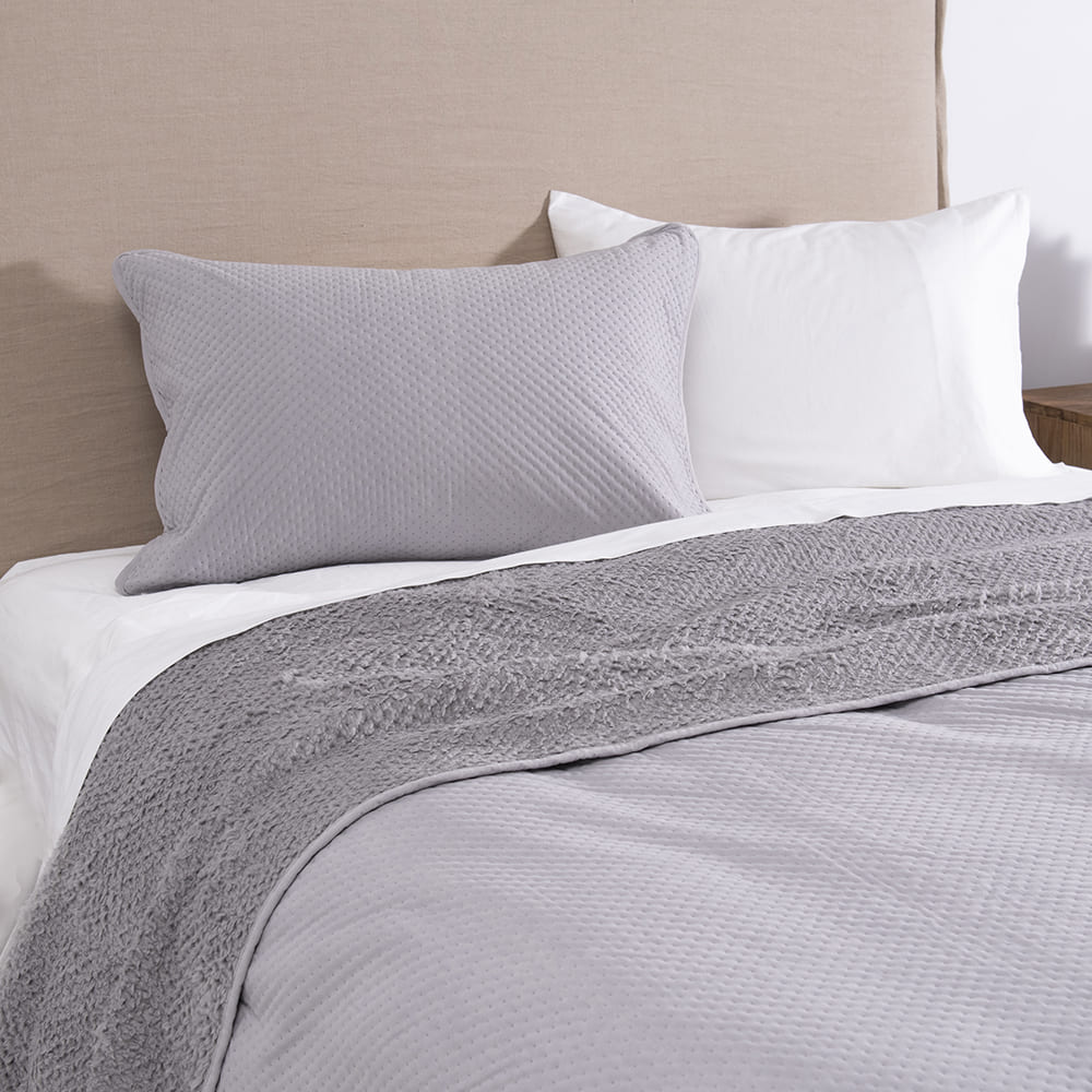 Cubrecama Quilt Smooth Sherpa 1.5 Plazas Gris