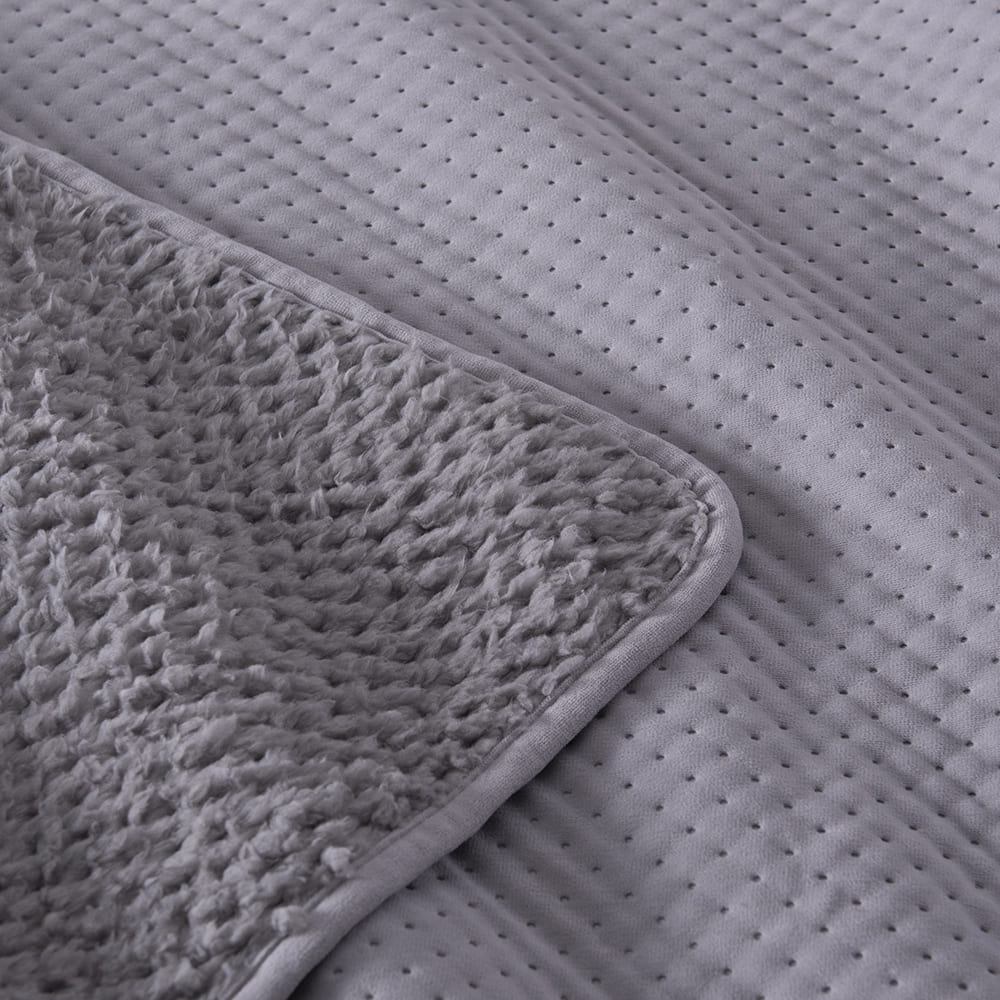 Cubrecama Quilt Smooth Sherpa 2 Plazas Gris
