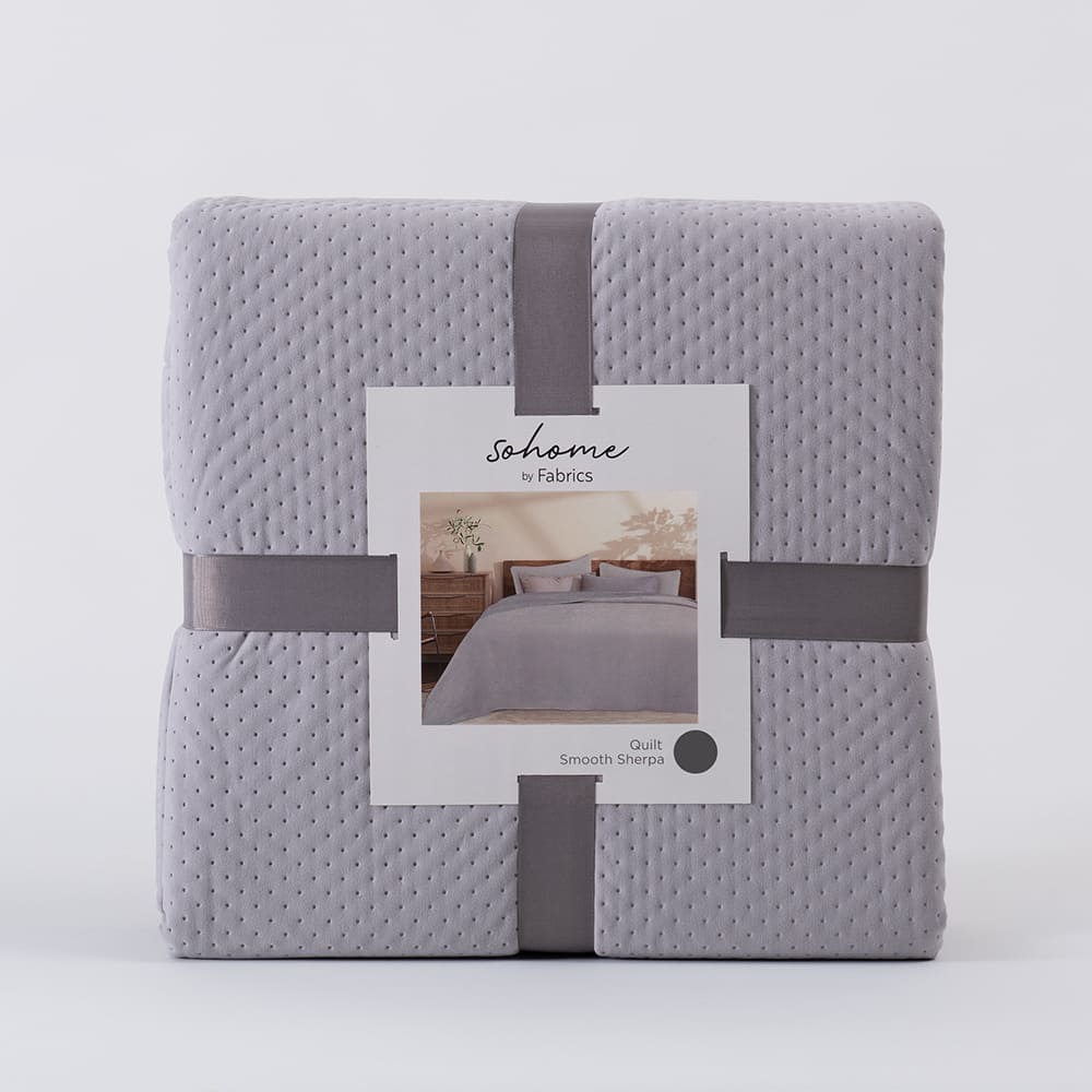 Cubrecama Quilt Smooth Sherpa 2 Plazas Gris