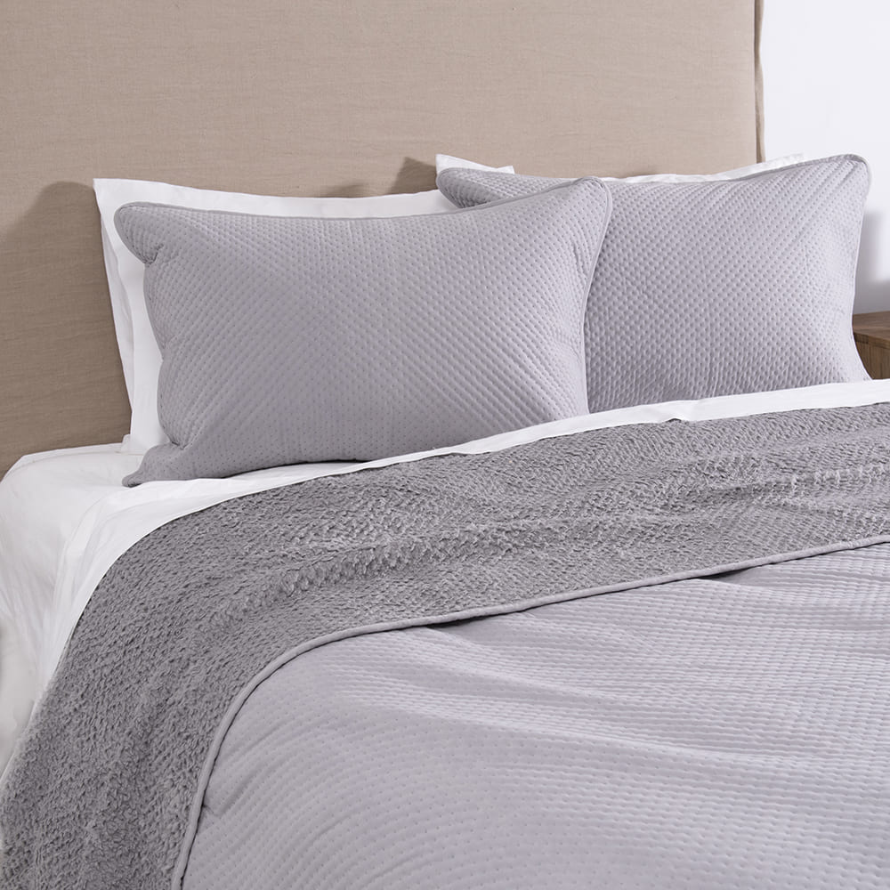 Cubrecama Quilt Smooth Sherpa King Gris