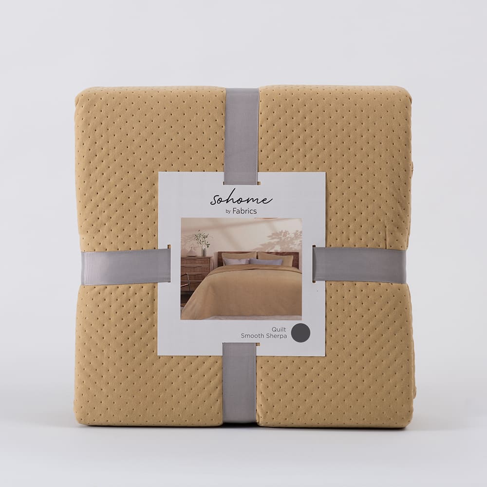 Cubrecama Quilt Smooth Sherpa 2 Plazas Mostaza