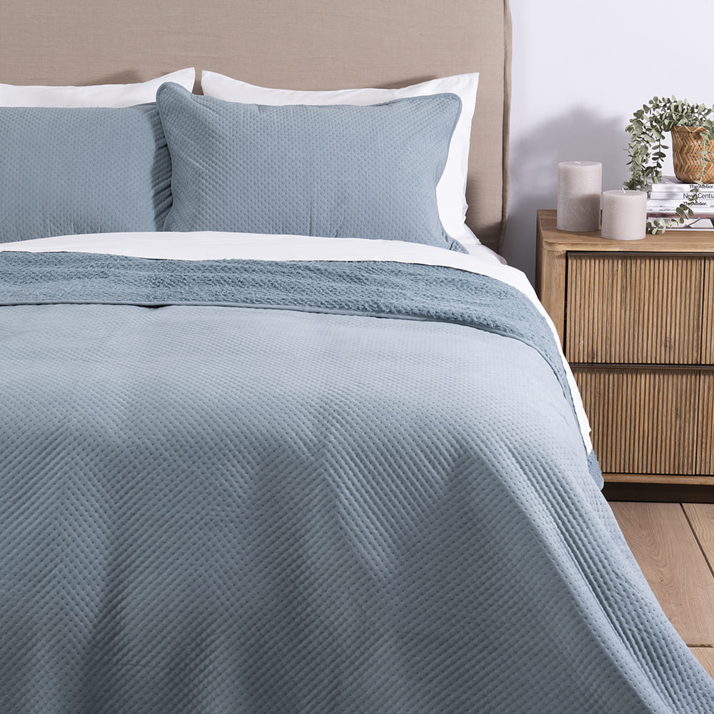Cubrecama Quilt Smooth Sherpa 2 Plazas Azul