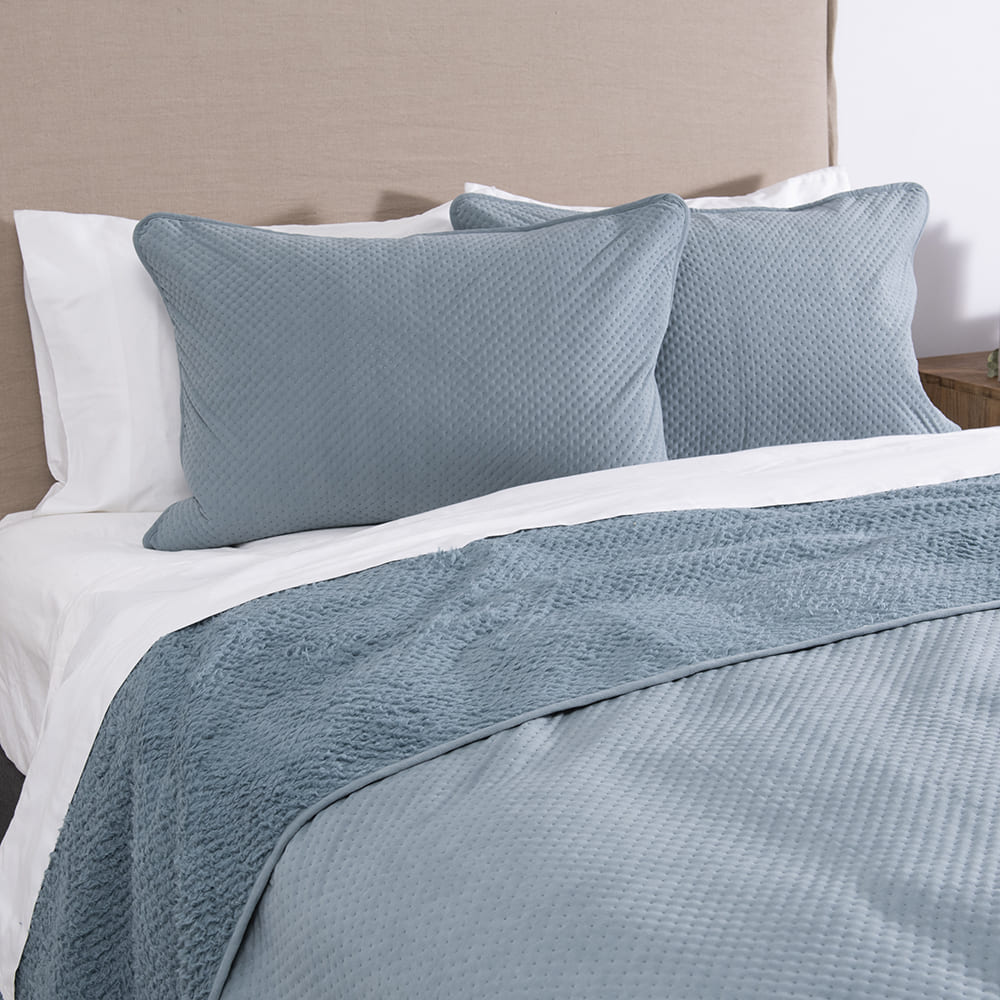 Cubrecama Quilt Smooth Sherpa King Azul