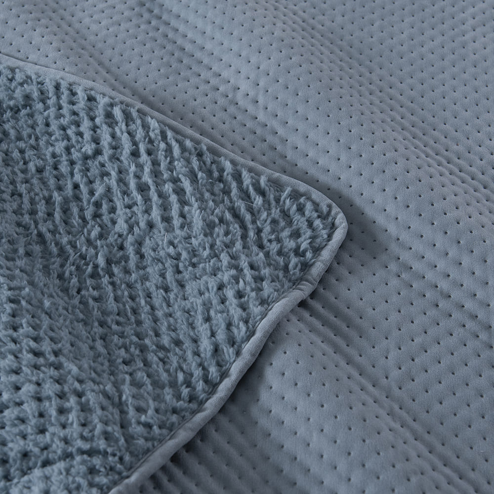 Cubrecama Quilt Smooth Sherpa King Azul