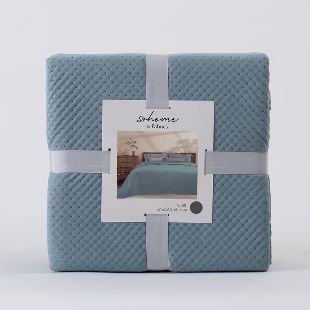 Cubrecama Quilt Smooth Sherpa King Azul