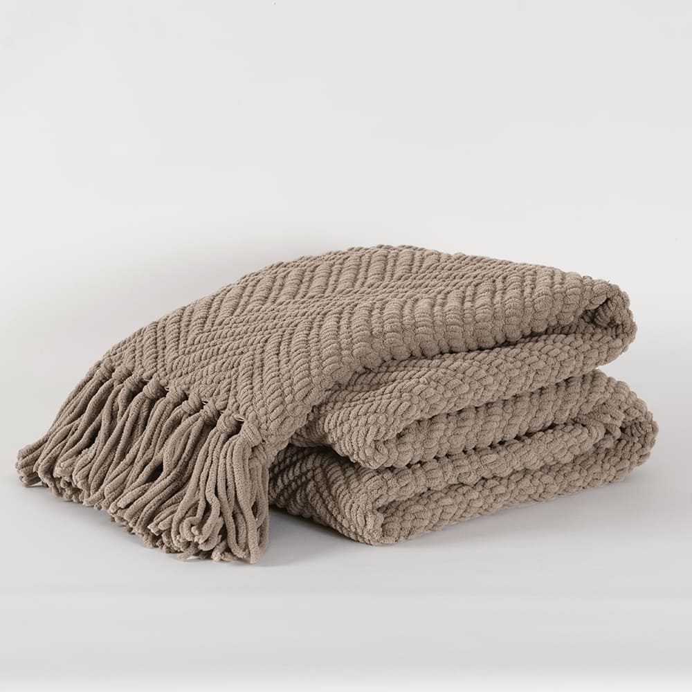 Manta Chunky Zigzag Pardo