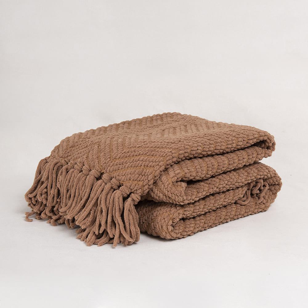Manta Chunky Zigzag Caramelo