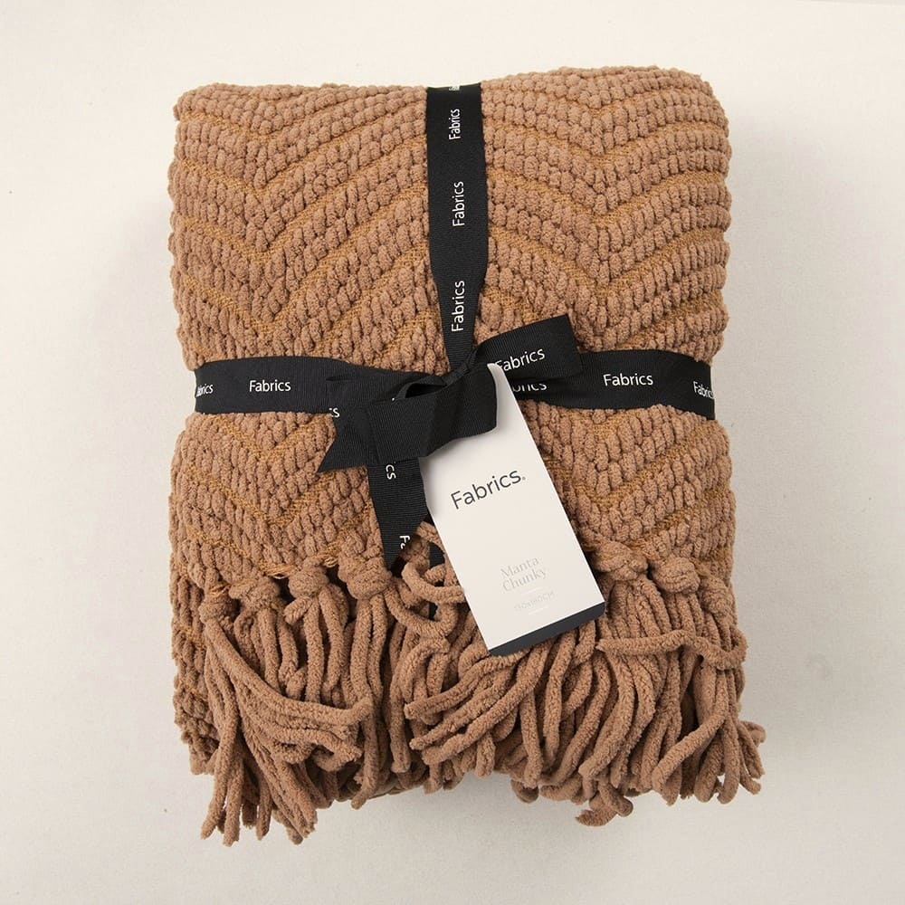 Manta Chunky Zigzag Caramelo