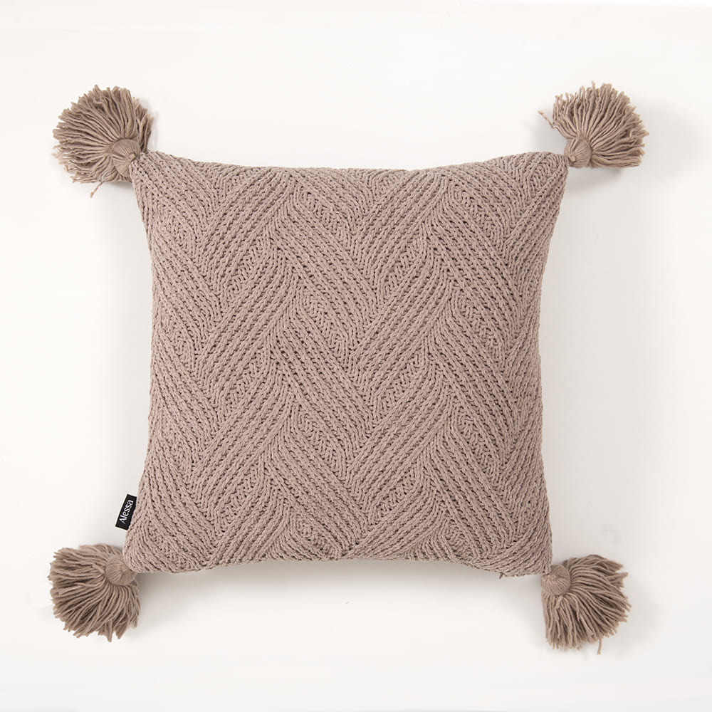 Cojín Tejido Tassels 45x45cm Beige