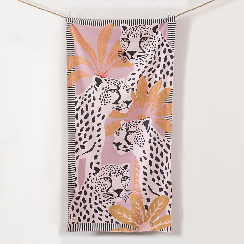 Toalla Playa Microfibra Jaguar Malva