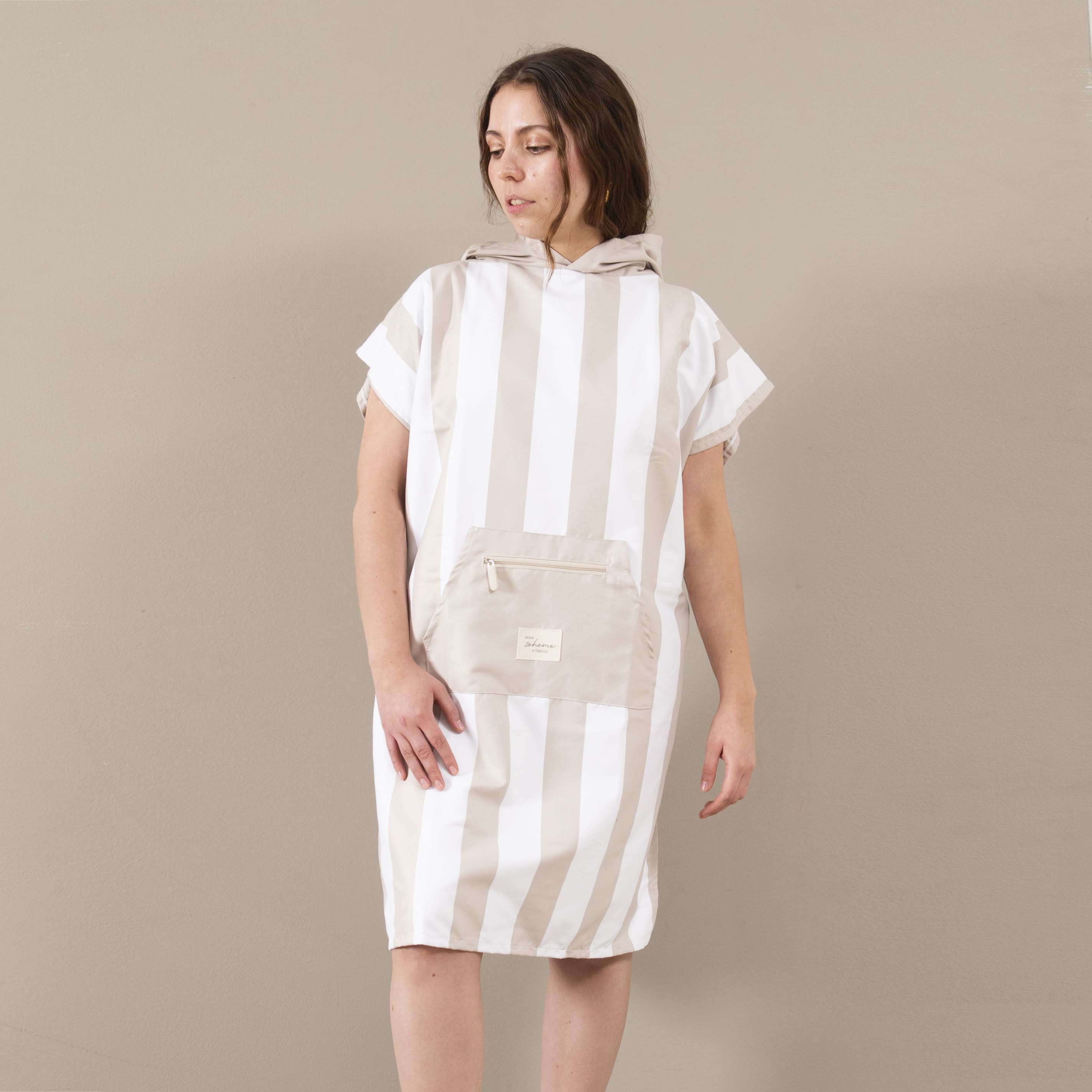 Poncho Playa Rayas Beige