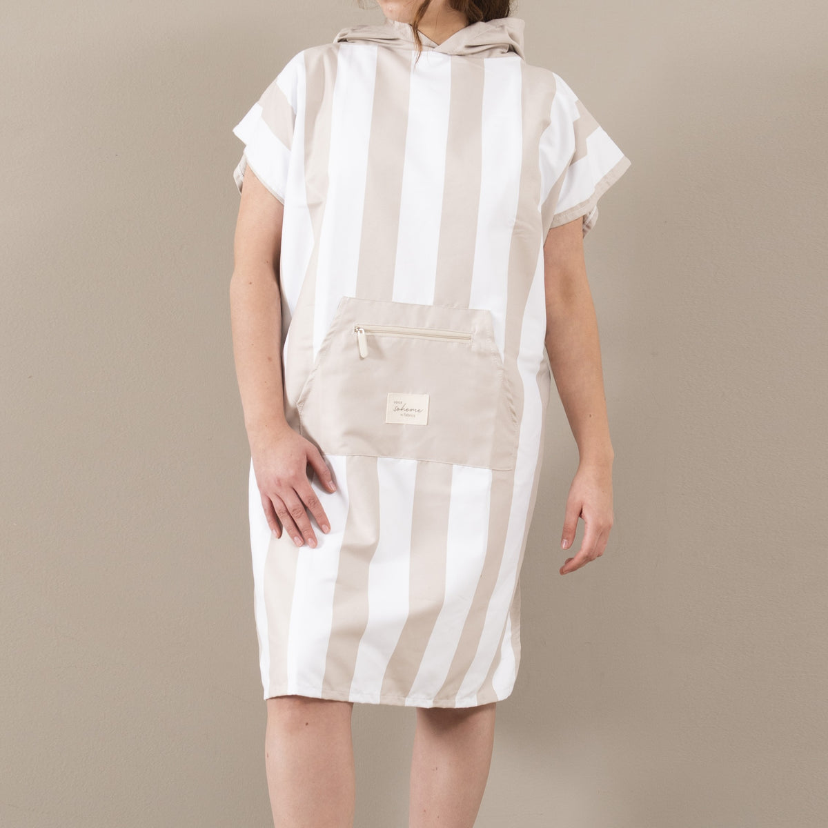 Poncho Playa Rayas Beige