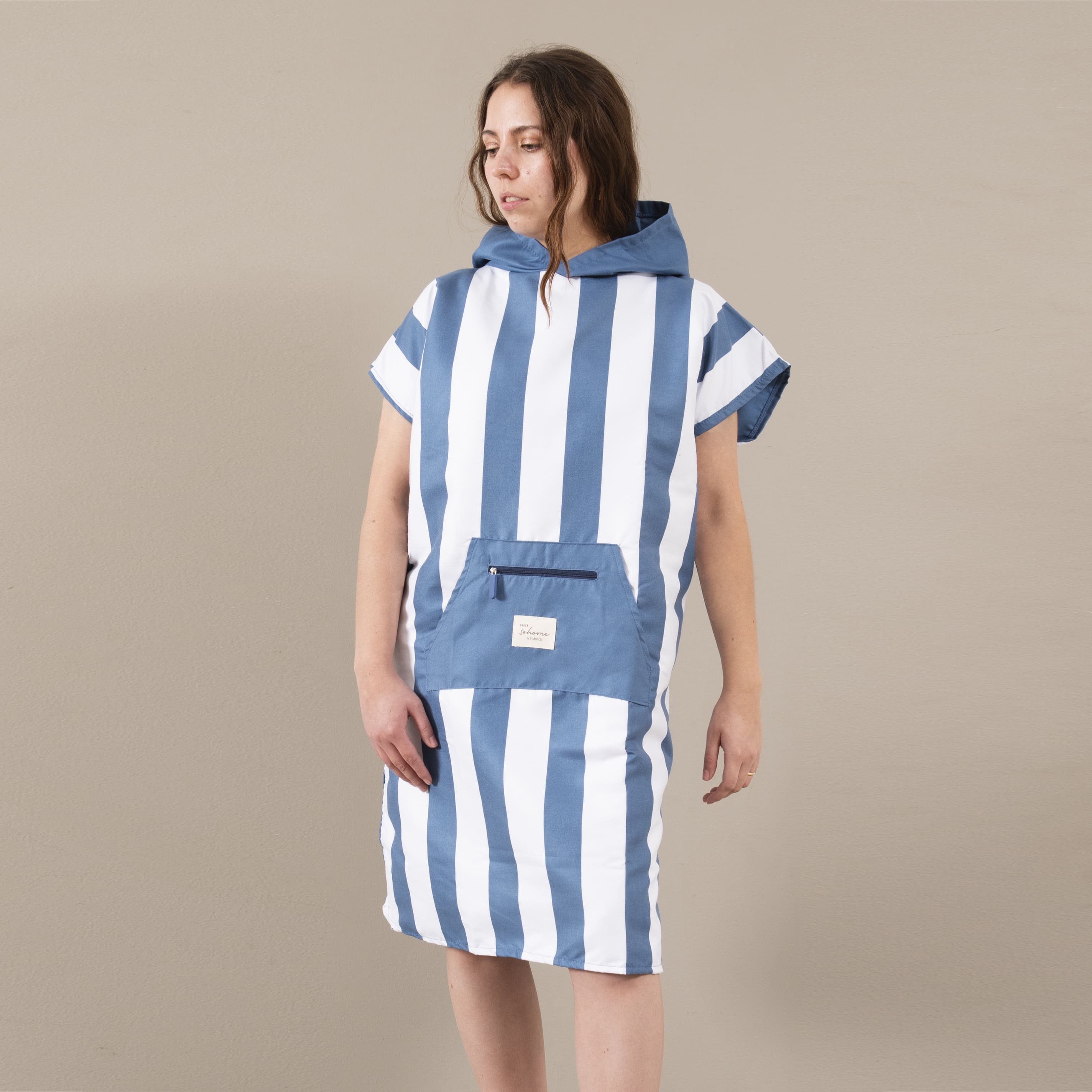 Poncho Playa Rayas Azul