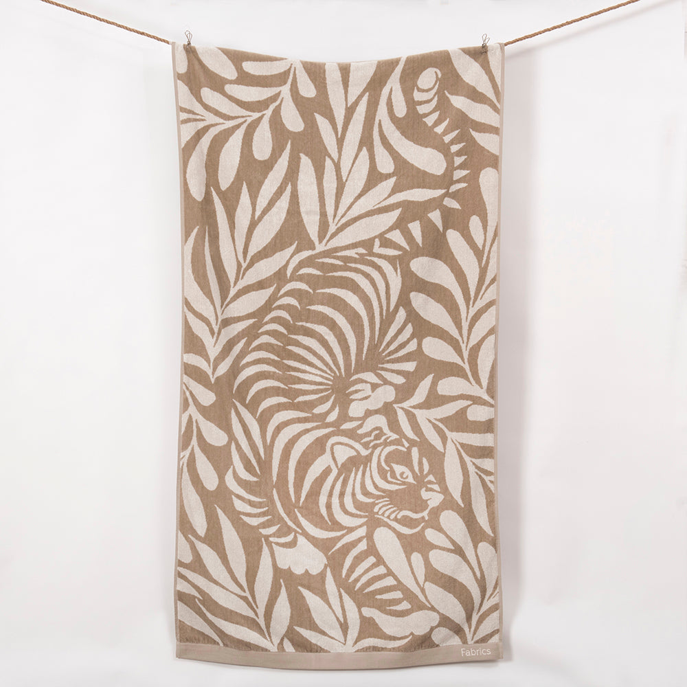 Toalla Playa Jacquard Tiger Beige