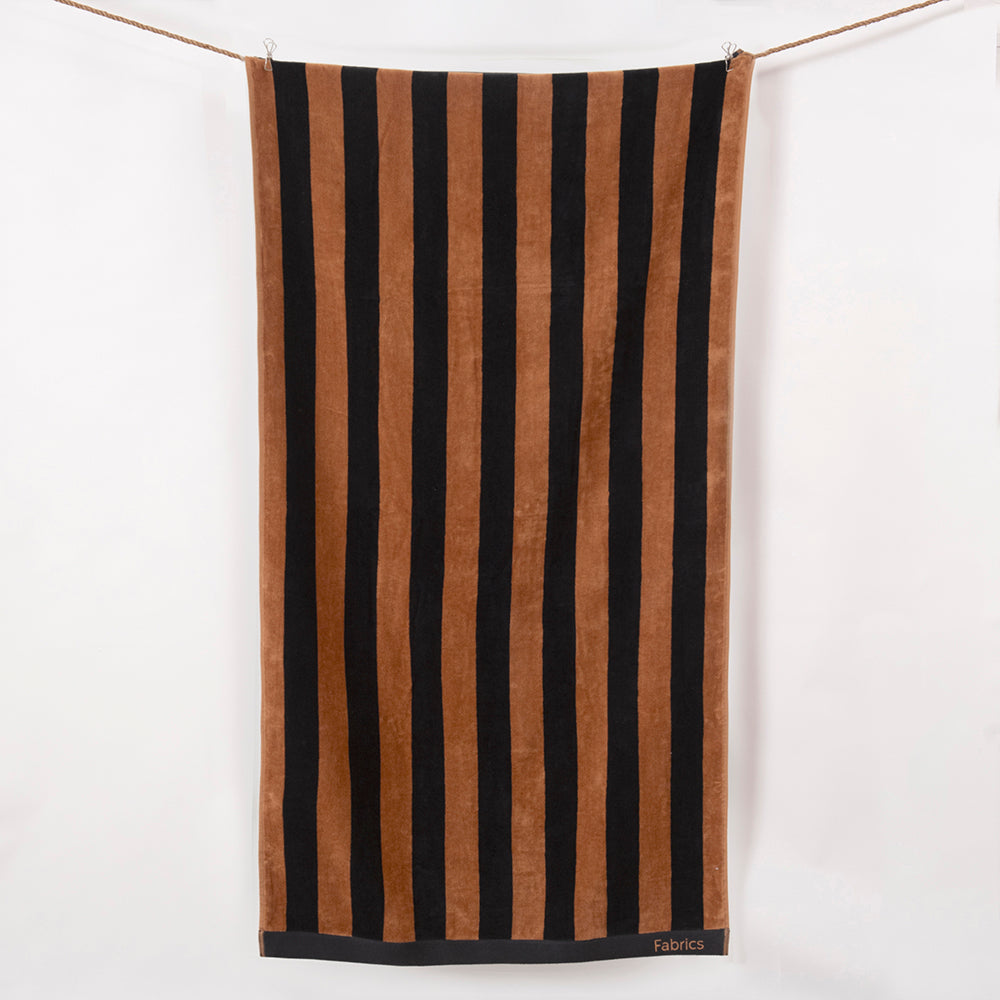 Toalla Playa Jacquard Raya Camel