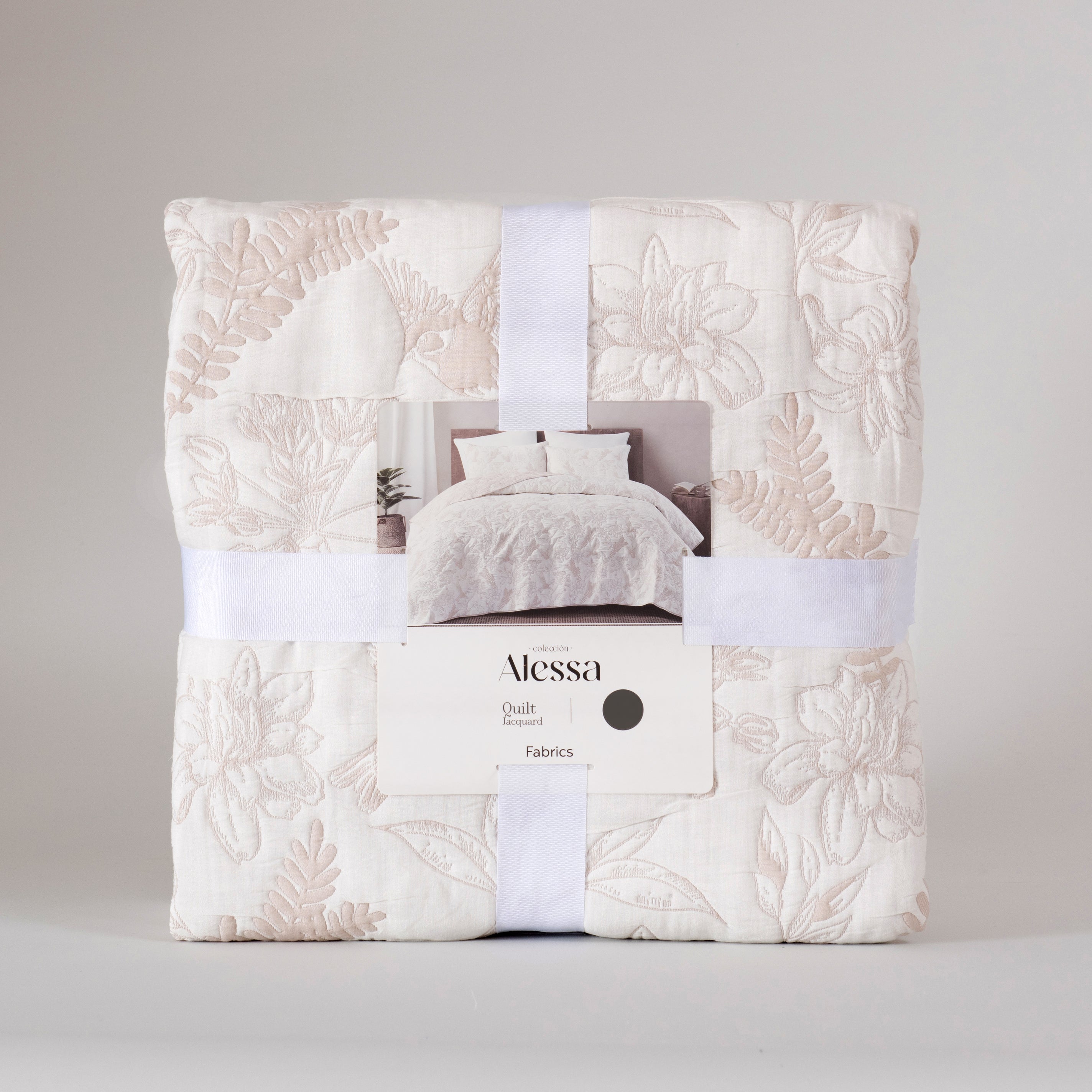 Cubrecama Quilt Jacquard Canari 1.5 Plazas Beige