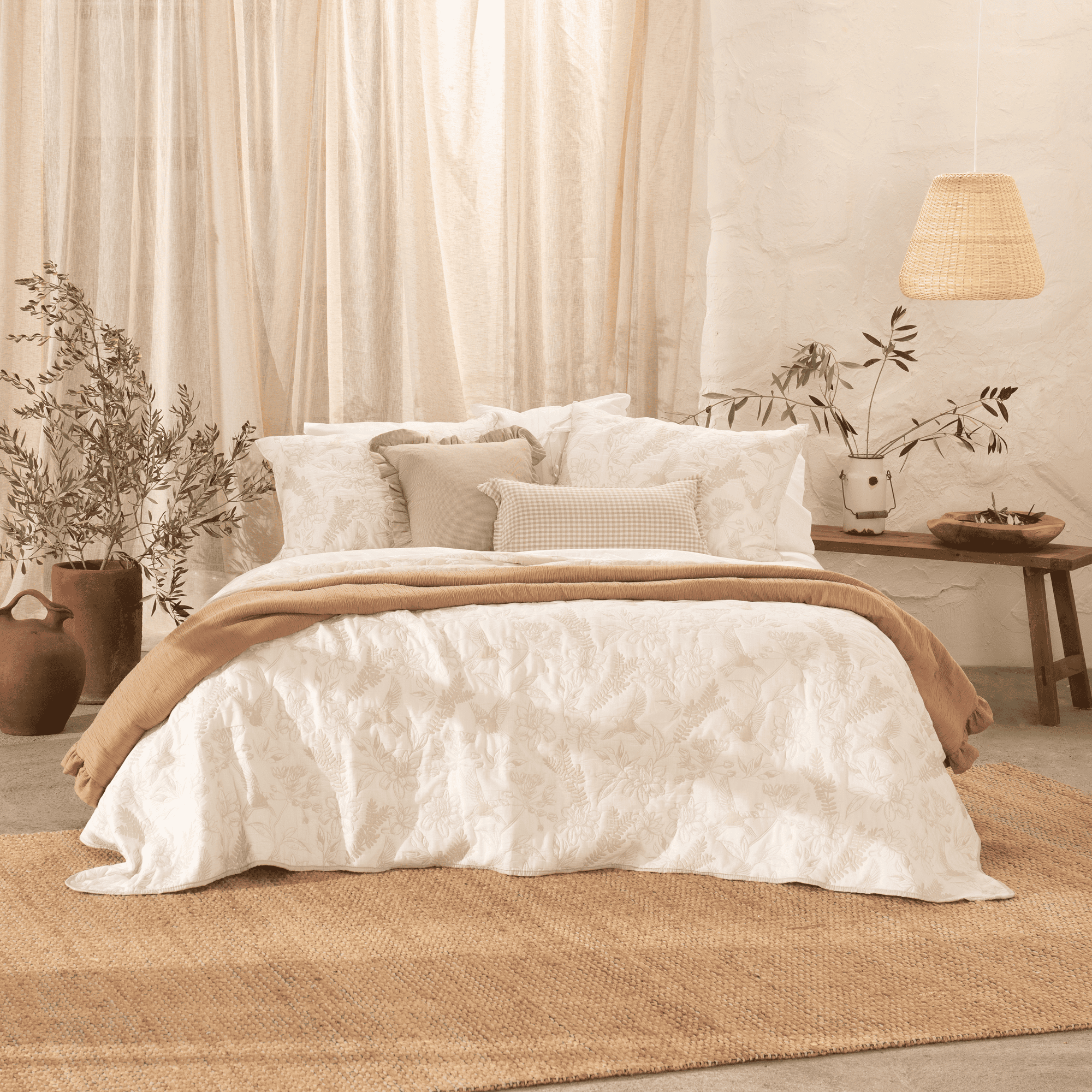 Cubrecama Quilt Jacquard Canari Super King Beige