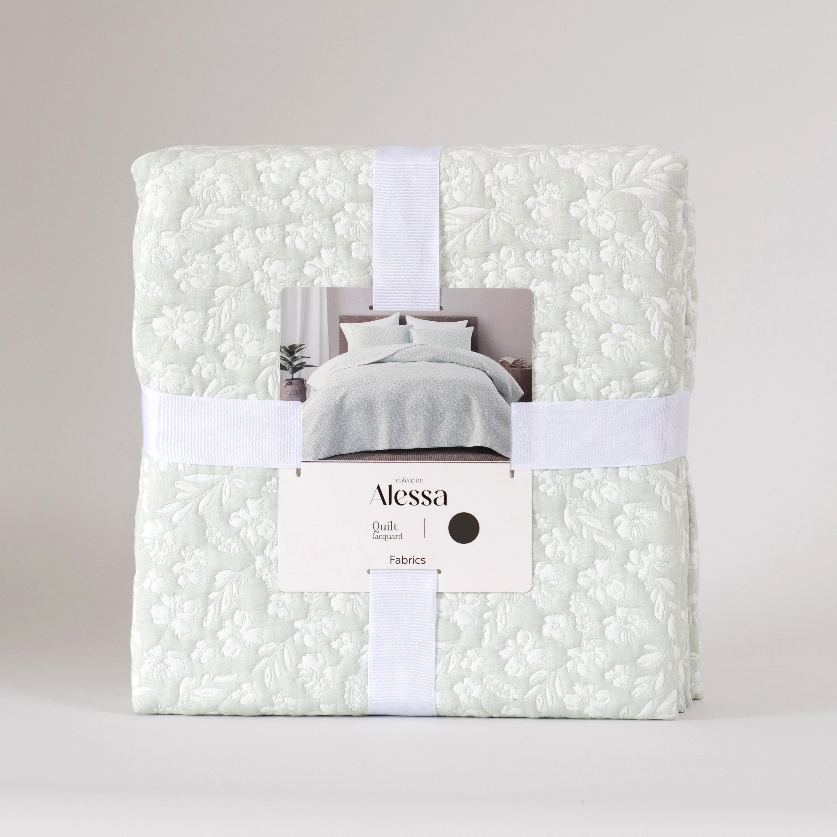 Cubrecama Quilt Jacquard Campagne 2 Plazas Verde