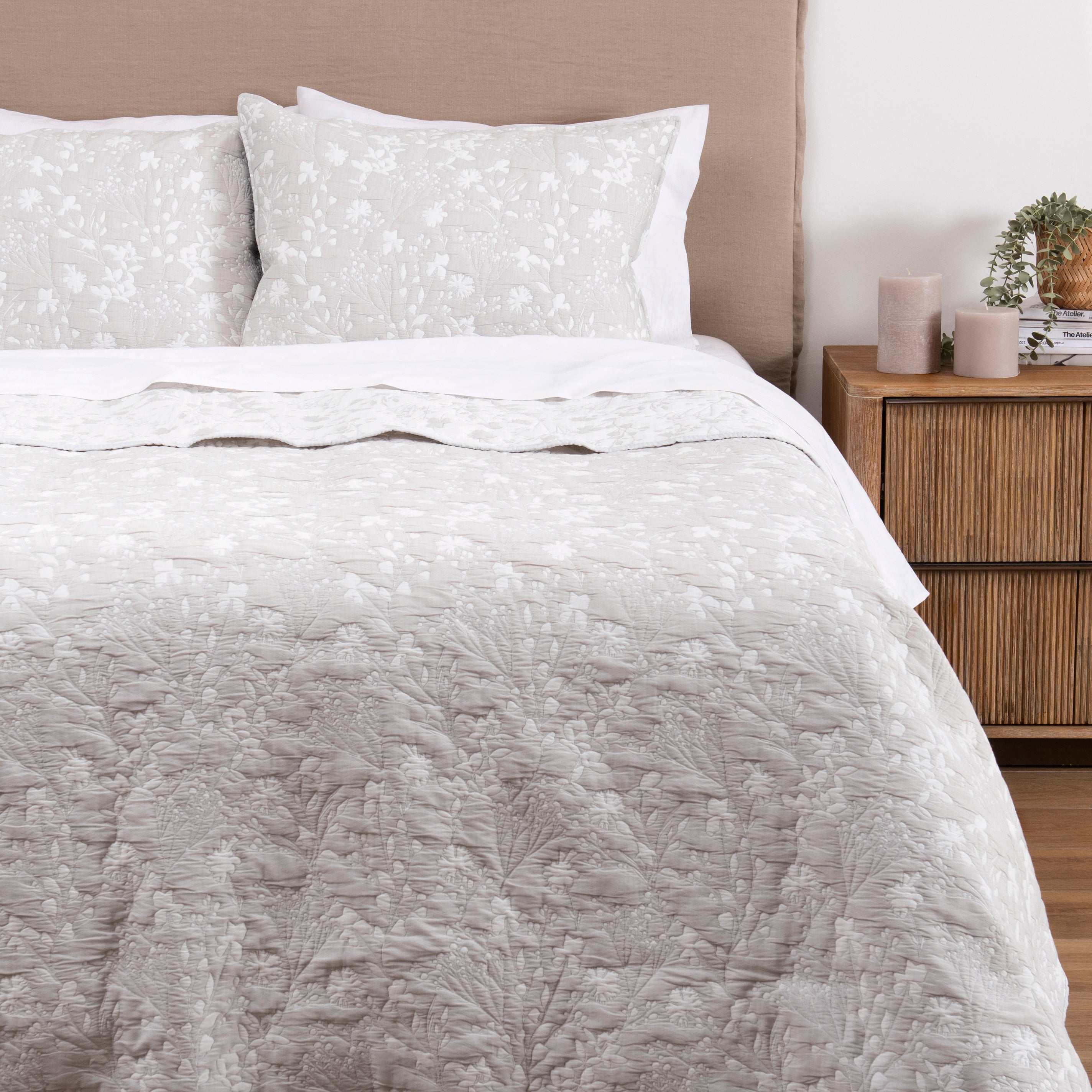 Cubrecama Quilt Jacquard Bois 1.5 Plazas Gris