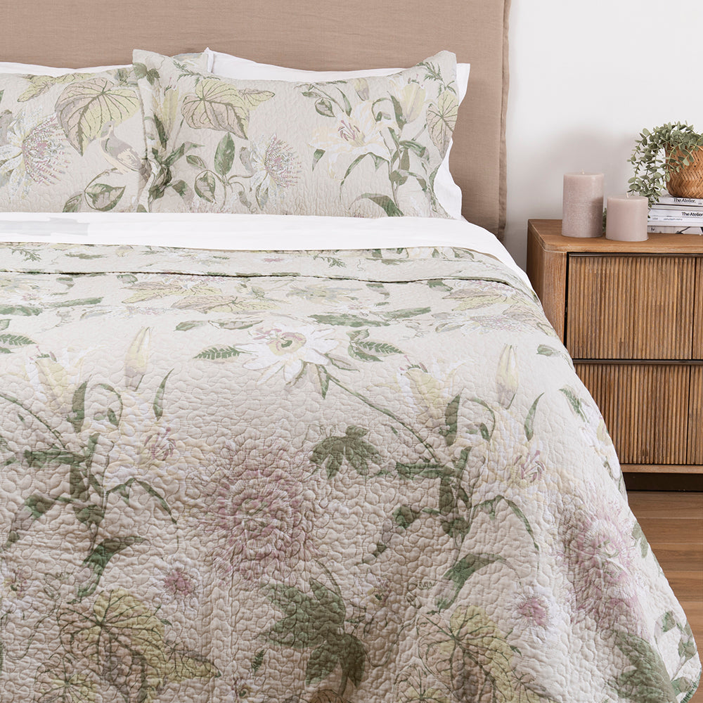Cubrecama Quilt Estampado Barbados 1.5 Plazas Beige