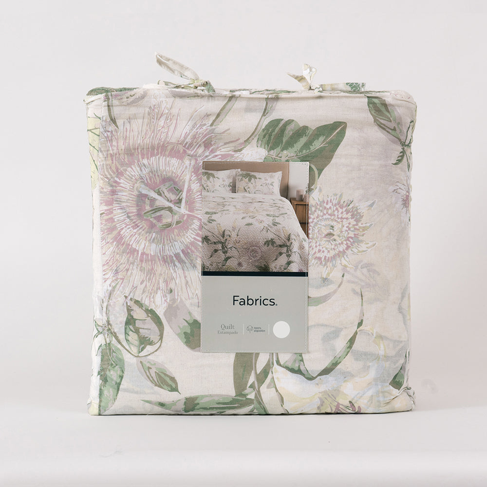 Cubrecama Quilt Estampado Barbados 1.5 Plazas Beige