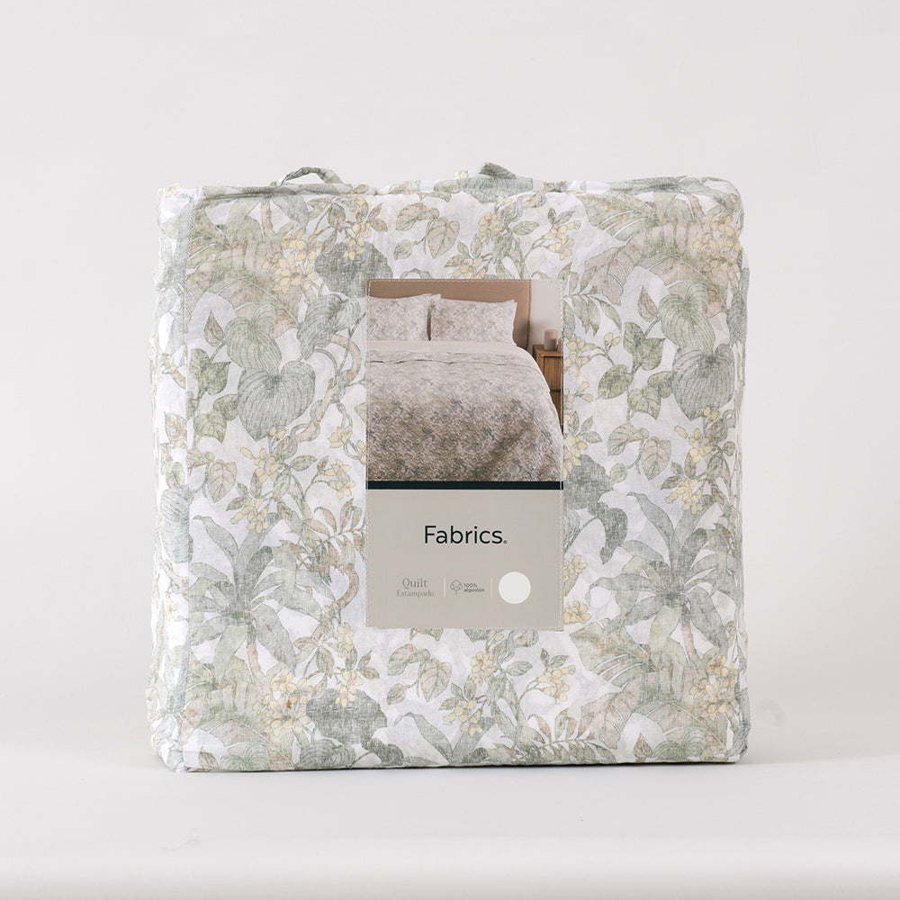 Cubrecama Quilt Estampado Borabora 2 Plazas Turquesa
