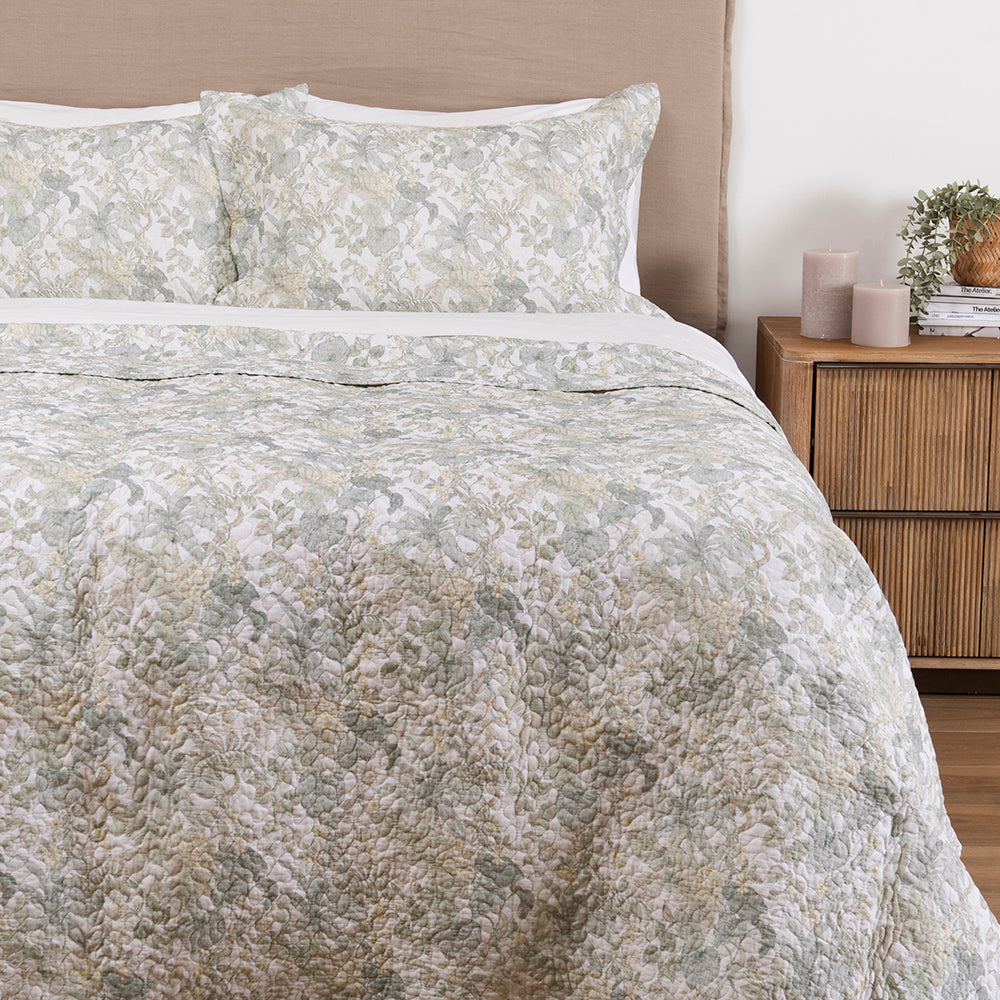 Cubrecama Quilt Estampado Borabora King Turquesa