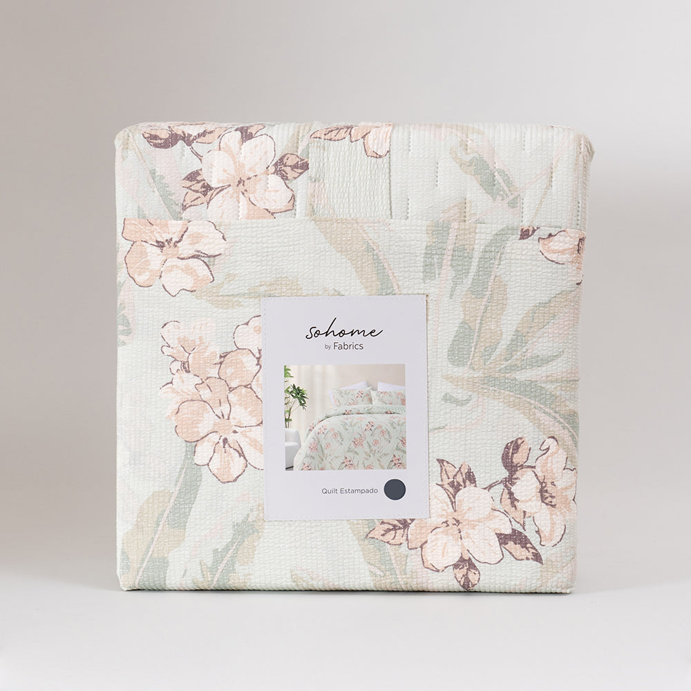 Cubrecama Quilt Estampado Zoe 1.5 Plazas Verde