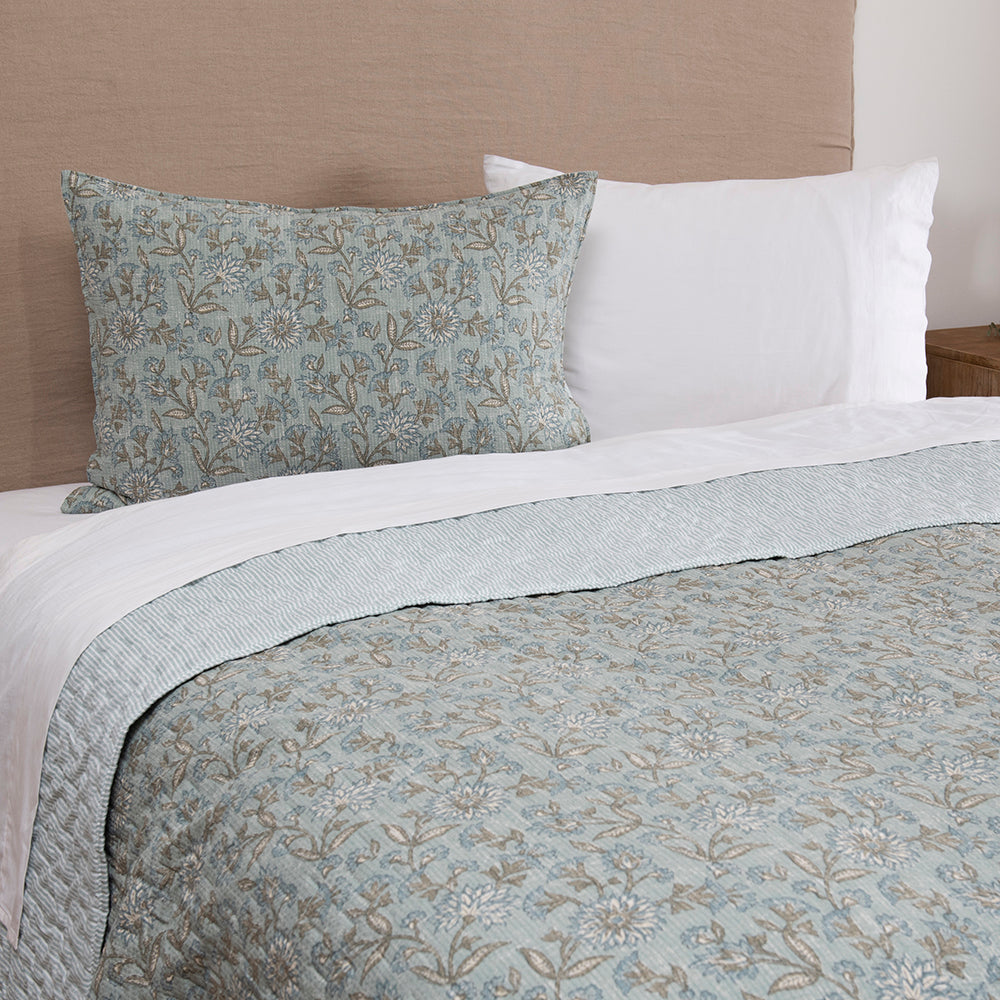 Cubrecama Quilt Estampado Larissa 1.5 Plazas Azul