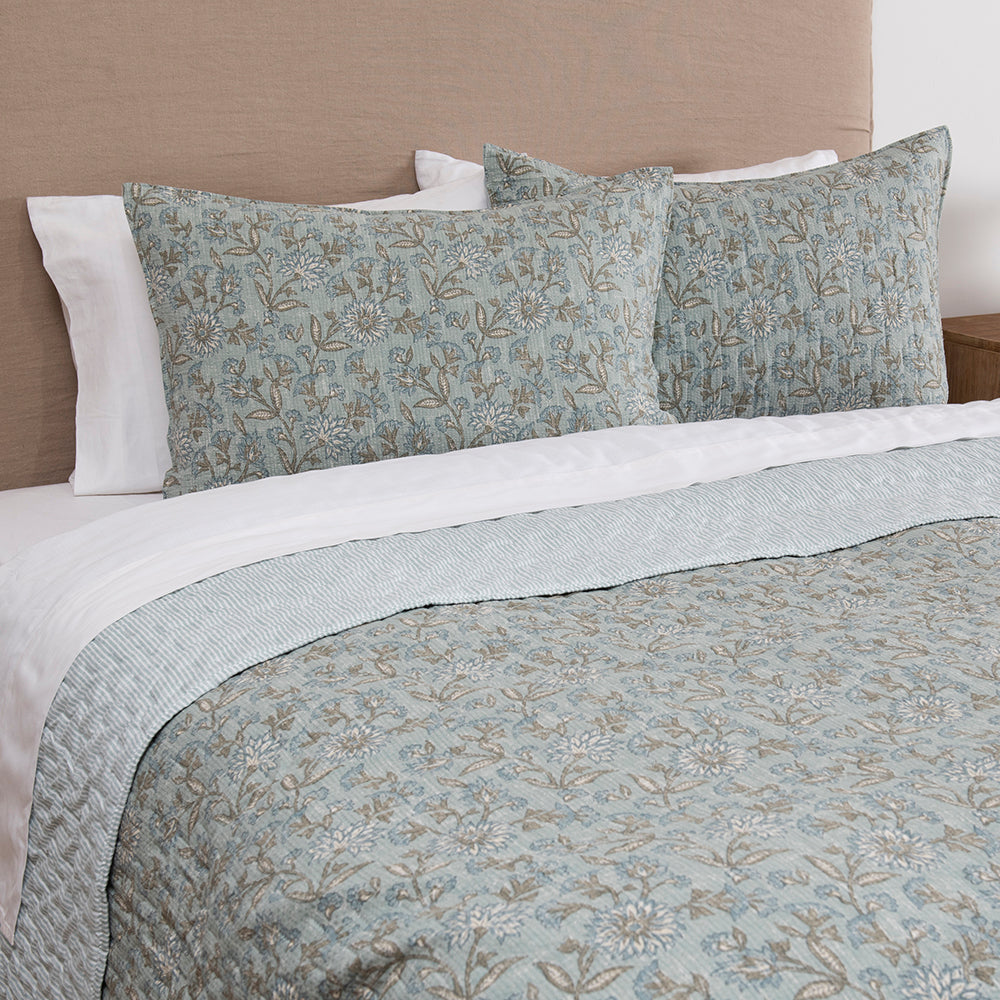 Cubrecama Quilt Estampado Larissa King Azul