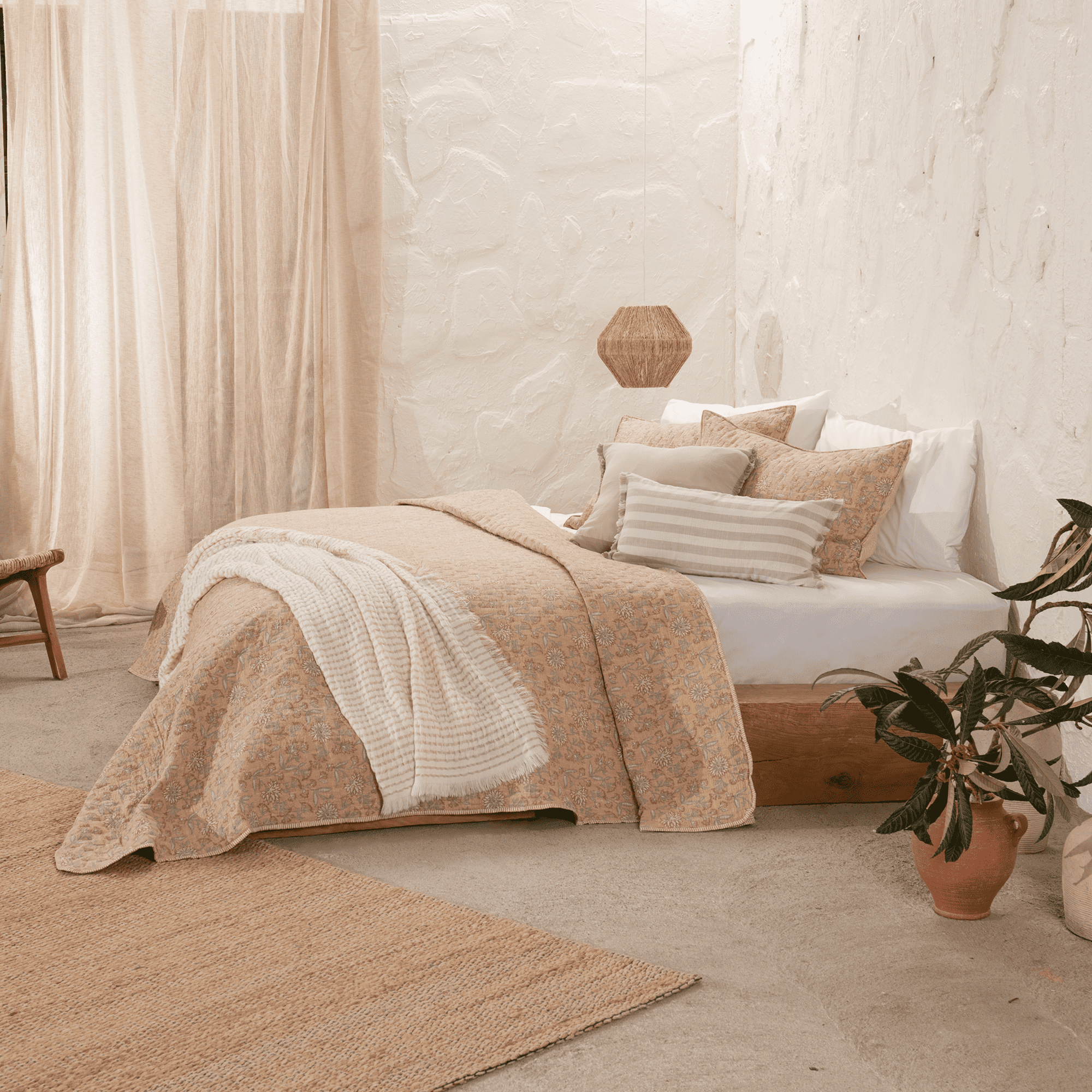 Cubrecama Quilt Estampado Bela King Coral