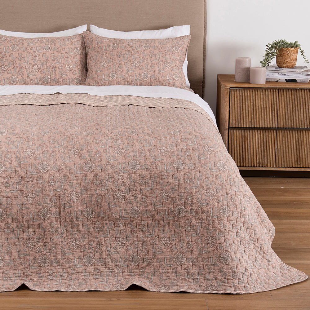Cubrecama Quilt Estampado Bela King Coral