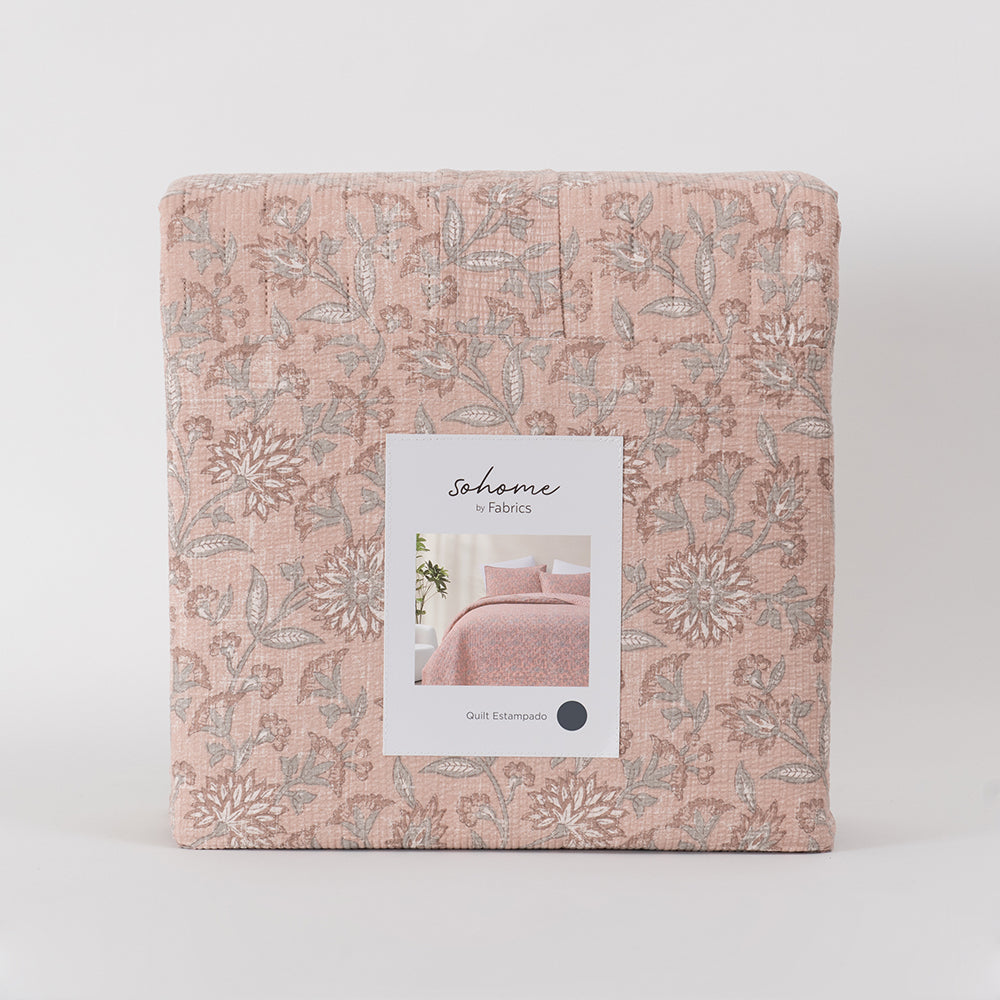Cubrecama Quilt Estampado Bela King Coral
