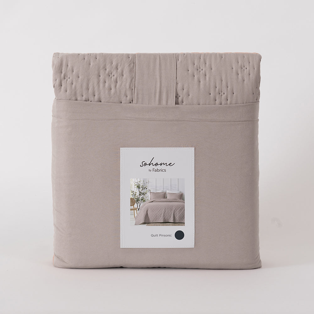 Cubrecama Quilt Pinsonic 2 Plazas Taupe