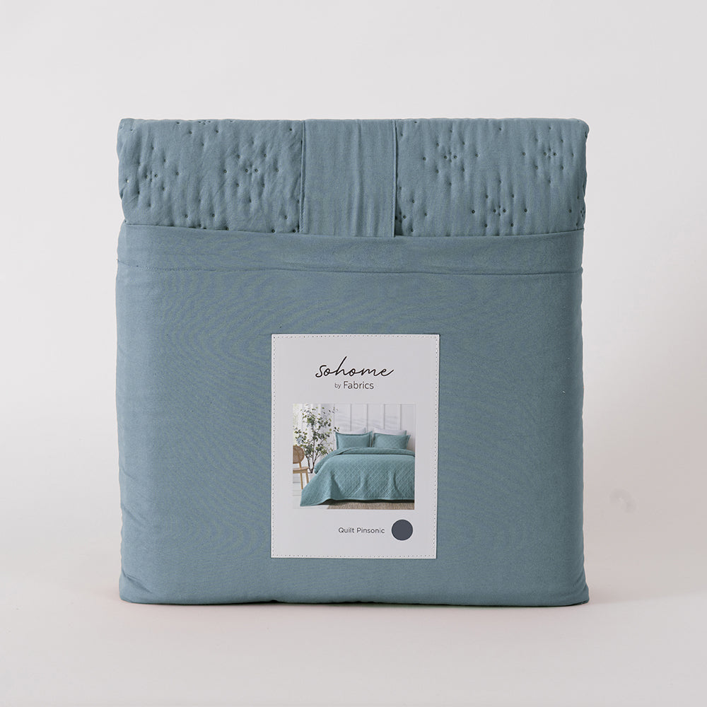 Cubrecama Quilt Pinsonic King Azul