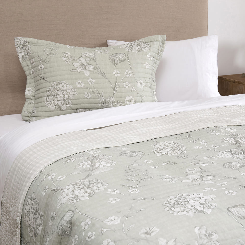 Cubrecama Quilt Estampado Gauze Lisa 1.5 Plazas Verde