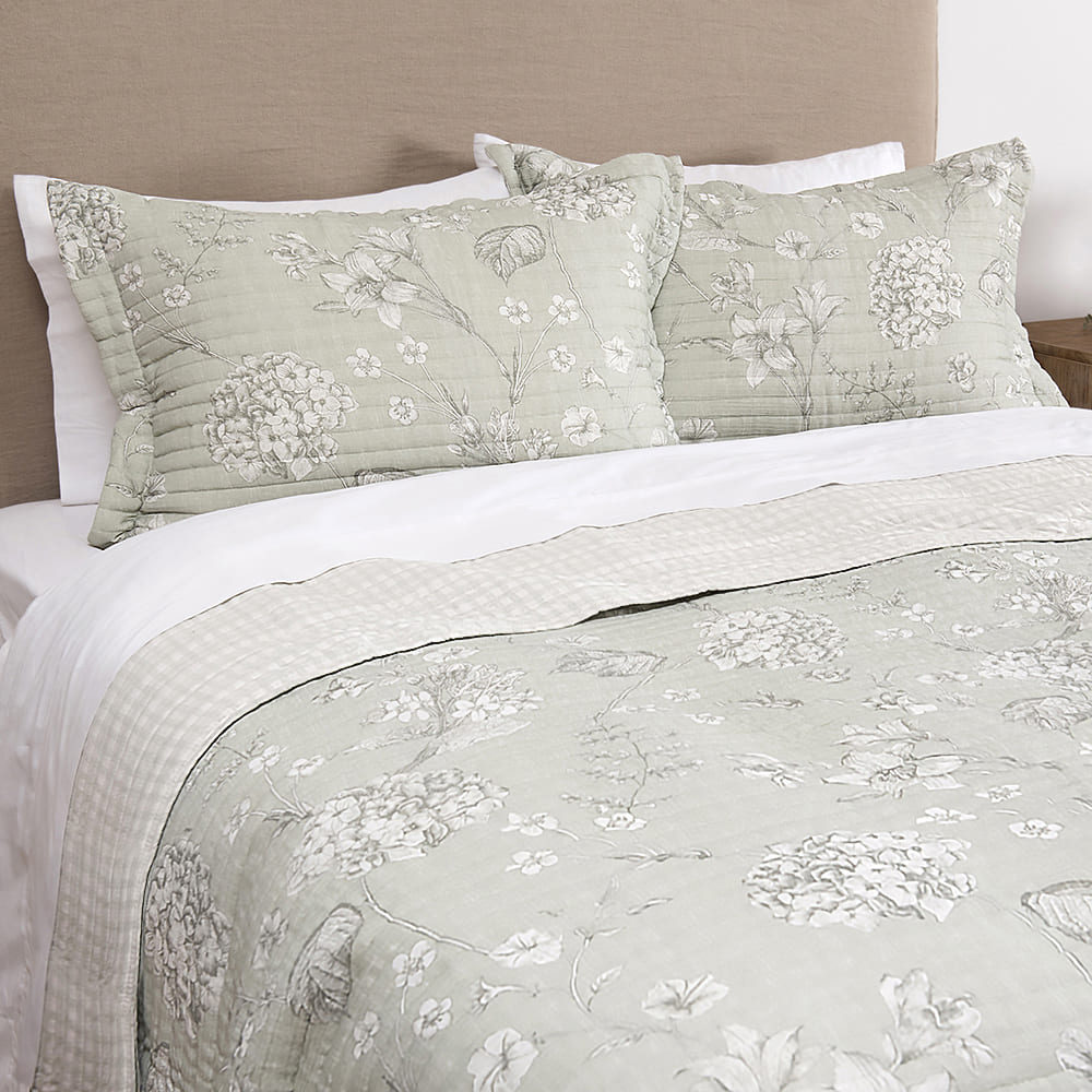 Cubrecama Quilt Estampado Gauze Lisa King Verde