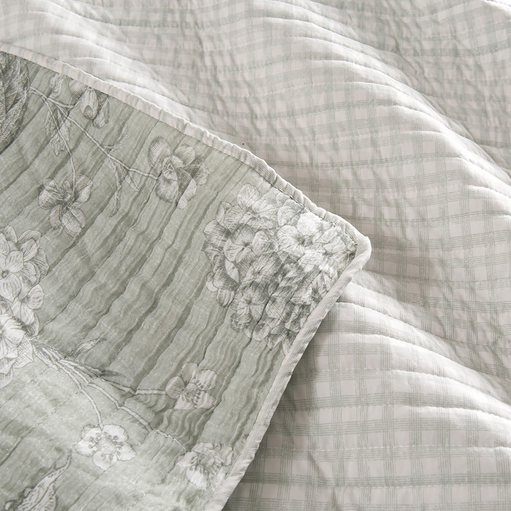 Cubrecama Quilt Estampado Gauze Lisa King Verde