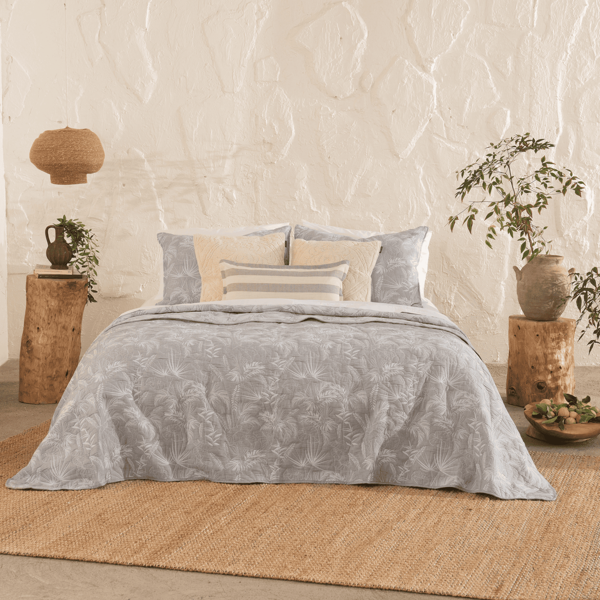 Cubrecama Quilt Jacquard Tania King Azul