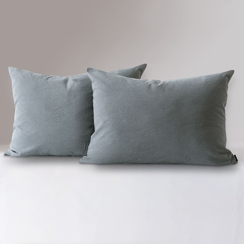 Set 2 Fundas Almohadas Lino 50x70cm Azul