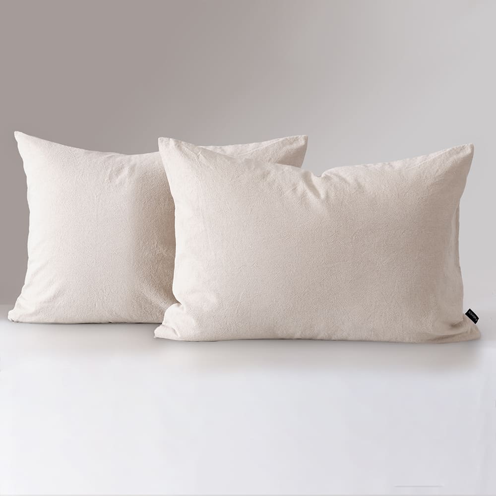 Set 2 Fundas Almohadas Lino 50x70cm Marfil