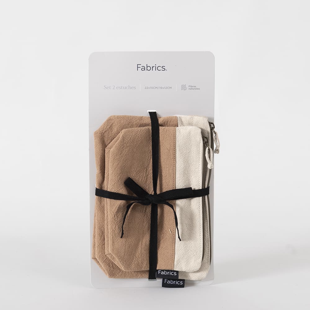 Set 2 Estuches Lino Bicolor Toffee