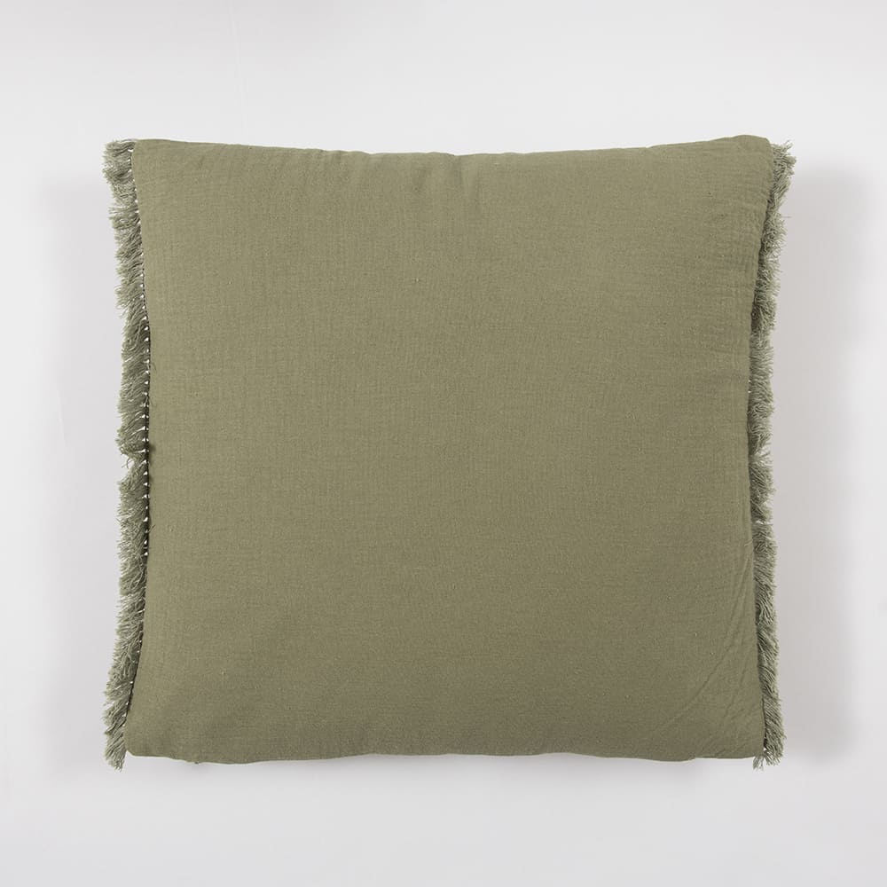 Cojín Muslin Bicolor Flecos Verde