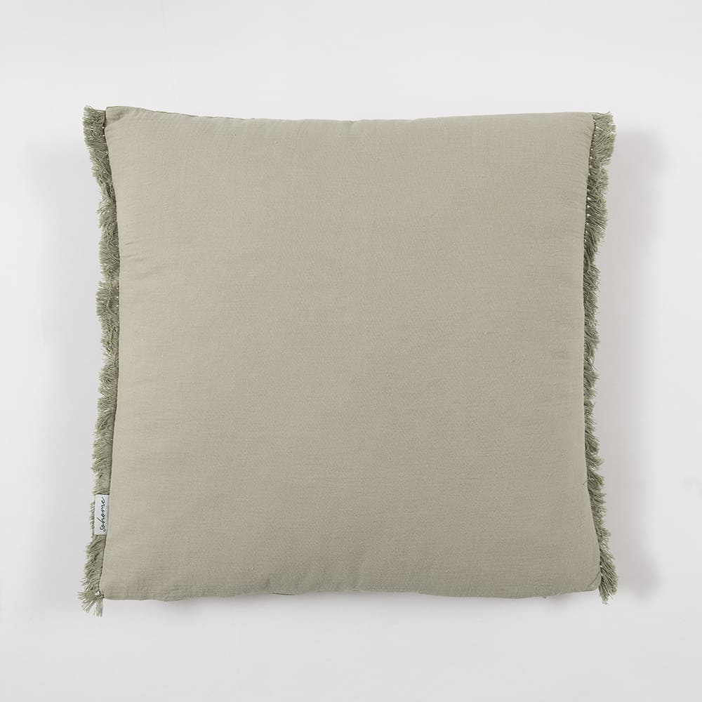 Cojín Muslin Bicolor Flecos Verde