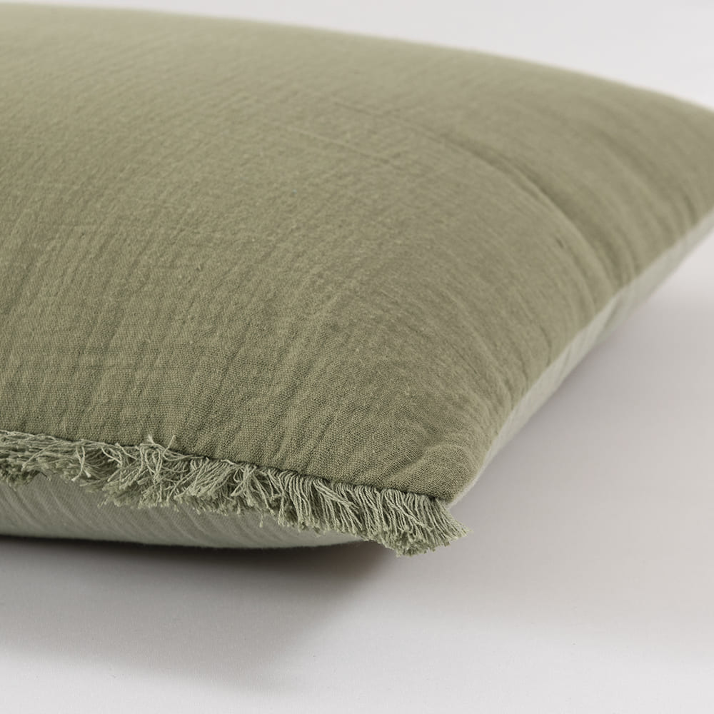 Cojín Muslin Bicolor Flecos Verde