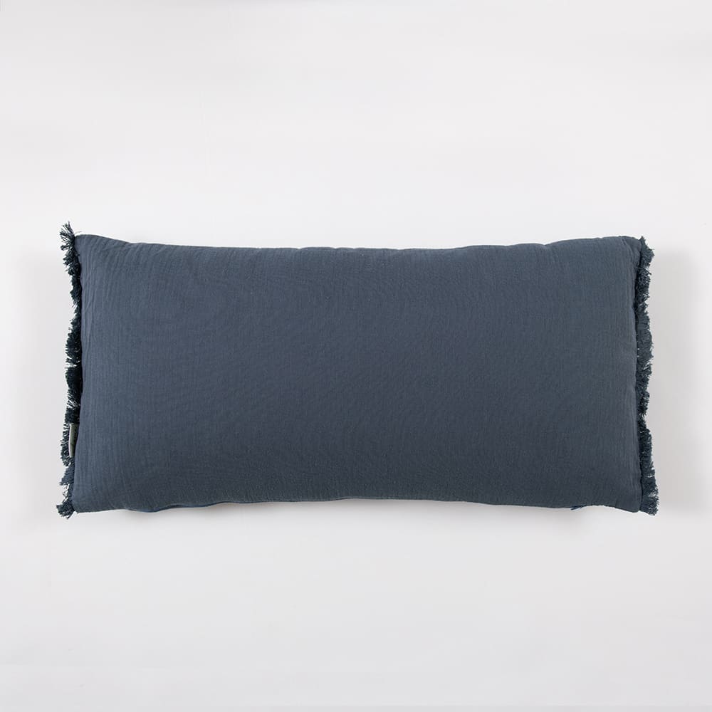 Cojín Muslin Flecos Azul