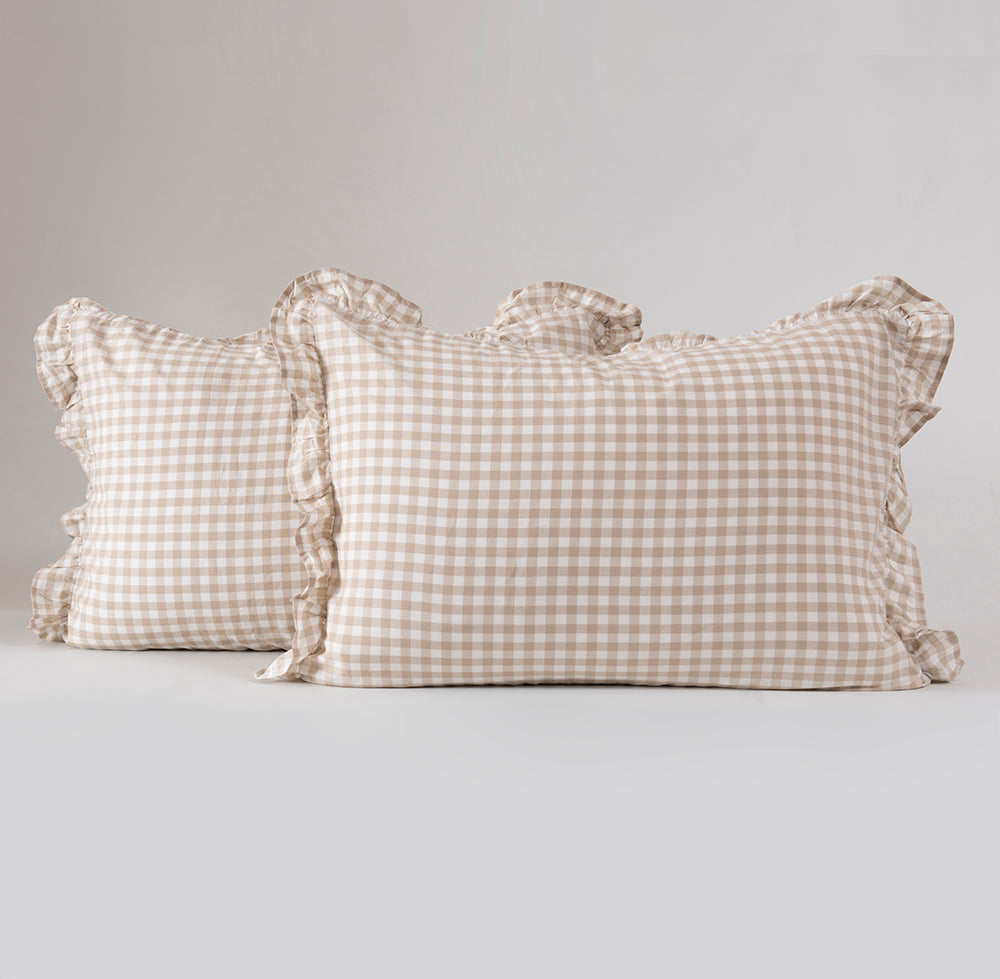 Set 2 Fundas Almohadas Vichy 50x70cm Beige