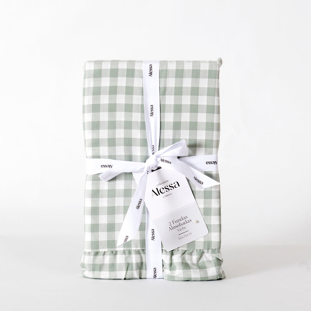 Set 2 Fundas Almohadas Vichy 50x70cm Verde