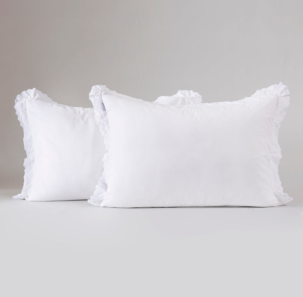 Set 2 Fundas Almohadas Broderie 50x70cm Blanco