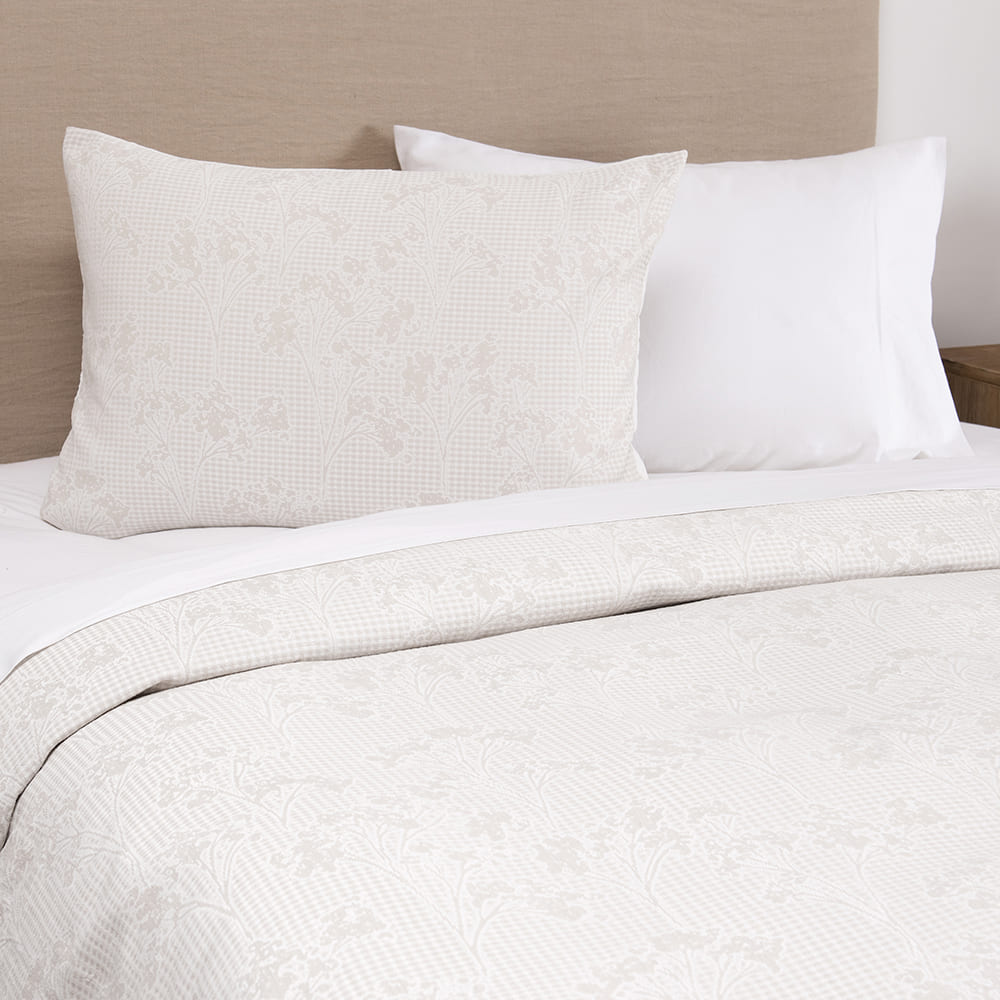 Funda Plumón Jacquard Blossom 1.5 Plazas Beige